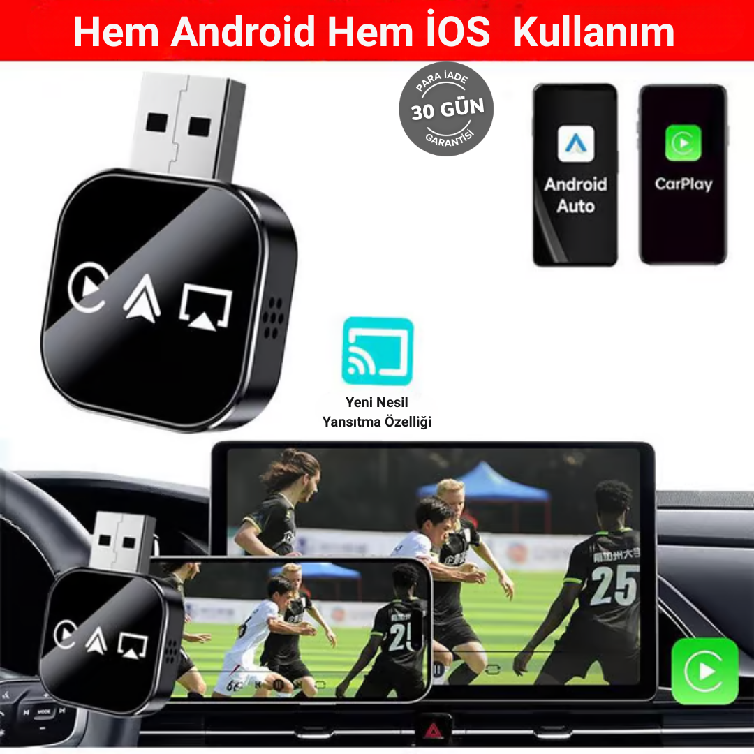 2026 Yükseltilmiş 4IN1 Ekran Yansıtmalı Telefon, kablolu-kablosuz Carplay adaptörü