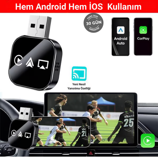 2026 Yükseltilmiş 4IN1 Ekran Yansıtmalı Telefon, kablolu-kablosuz Carplay adaptörü