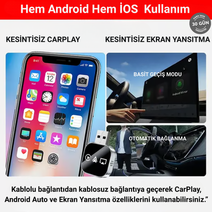 2026 Yükseltilmiş 4IN1 Ekran Yansıtmalı Telefon, kablolu-kablosuz Carplay adaptörü